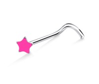 Pink Star Curved Nose Stud NSKB-807